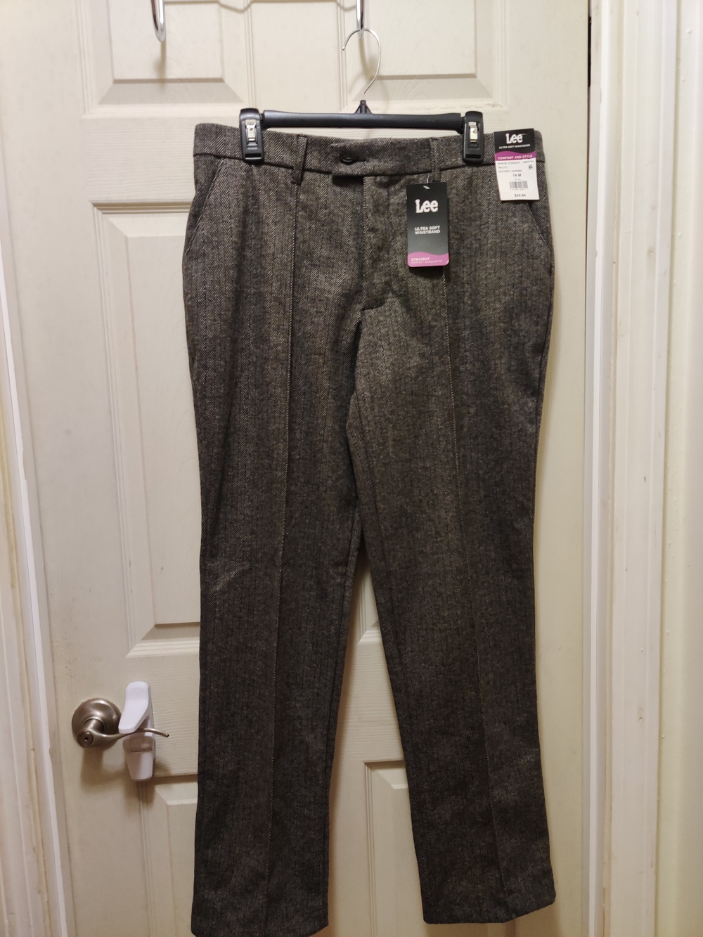 Lee Charcoal Herringbone Dress Pants